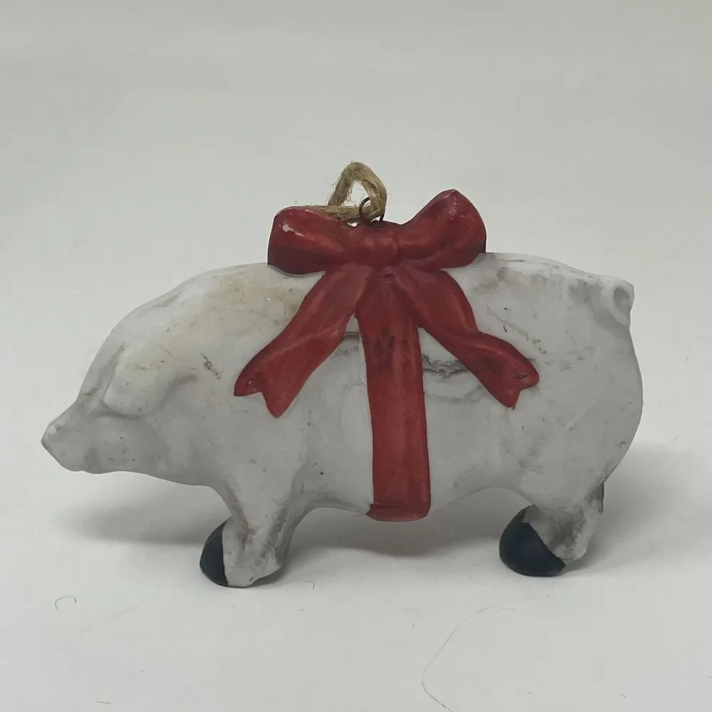 Vintage Country Farmhouse Sheep and Pig Bisque Midwest‎ Imports Taiwan Ornaments